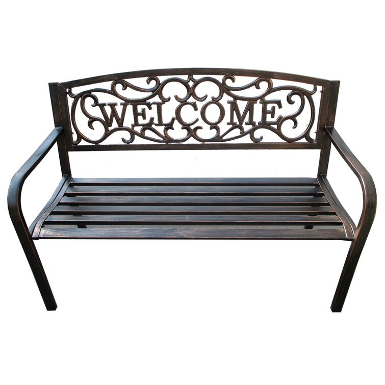 Welcome discount metal bench